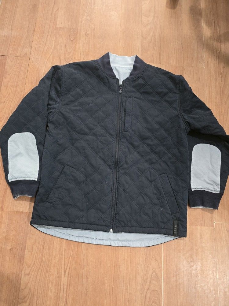 BYLT Men's Hi Lo Reversible Bomber Jacket Navy - Storm Full Zip Elbow Patch