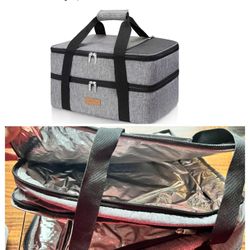 Double Decker Insulated Casserole Carrier for Hot or Cold Food, Fits 9"x13" Baking Dish