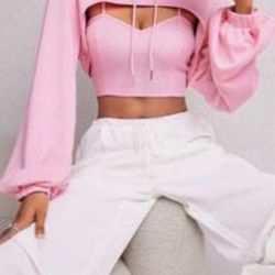 Pink Crop Top And Bra