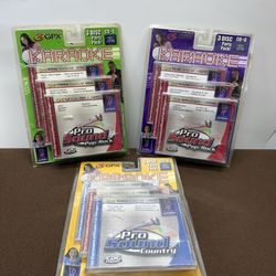 GPX Karaoke CDG 3 Disc Party Pack Lot 3 Pro Sound Pop Rock Country Sealed
