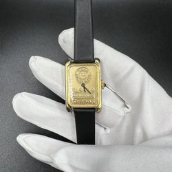 Vintage RARE 24K Gold Plated Ilona Horlogeurs Tank Swiss Made Manual Watch 