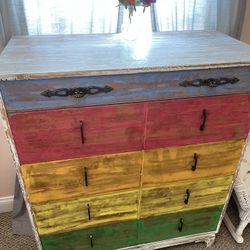 Solid Wood Shabby Chic Kids Dresser Chest Of Drawers