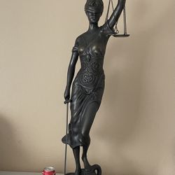 Bronze  Statue  Large Lady Justice Snake Sword Book Scale 