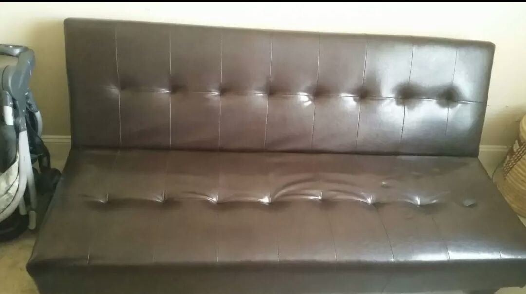Brown Leather Futon