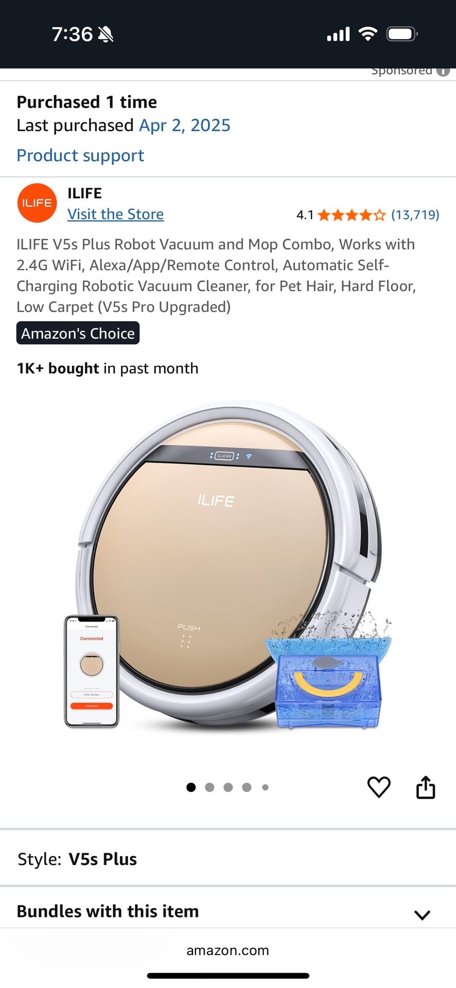 iLife V5s Plus Robot Vacuum And Mop Combo