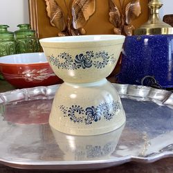 Vintage Pyrex Speckled Beige Nesting Bowls #402, 1 1/2 Quart, 1.5l, 2 Each
