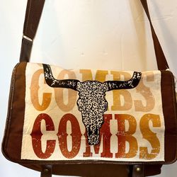 new luke Combs upcycled Guess tote Book laptop cross body bag