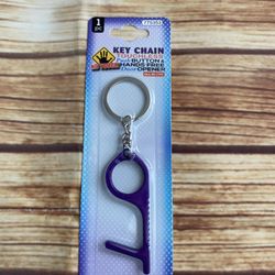 NO TOUCH KEYCHAIN TOUCHLESS PUSH BUTTONS & HANDS FREE DOOR OPENER Purple