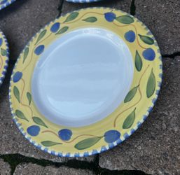 Pier 1 Palermo Made In Italy 2002 Vintage Deep Plates Bowls & Small Cake Plate Dinnerware Set🍽️ 