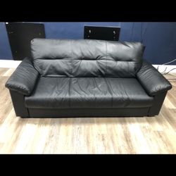 Black Leather Sofa 