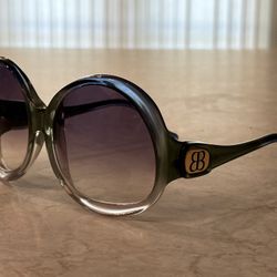 Balenciaga BAL 0003 Oversized Blue Green Clear Ombré Gray Half Tint Sunglasses