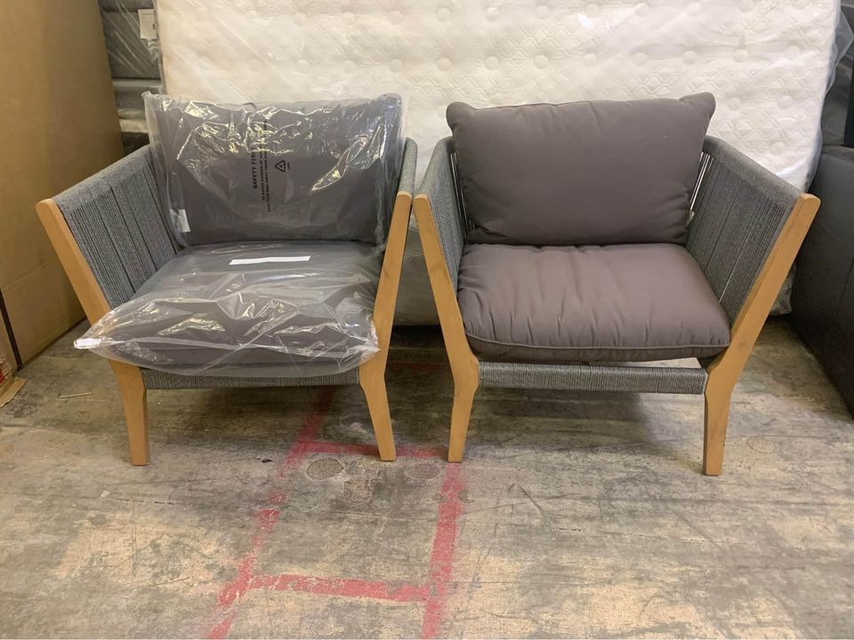 Brand New Pair Living Spaces Outdoor Patio Furniture Club Chairs