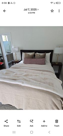Queen wood bed frame with free matching nightstands