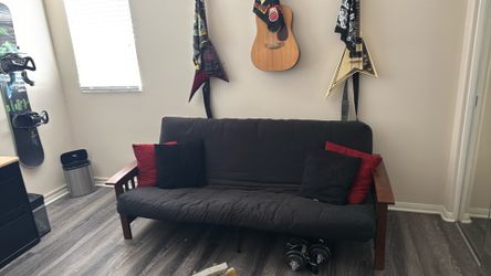Futon with pillows