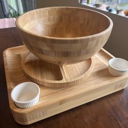 Bamboo Charcuterie Board With Serving Bowl