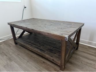 Rustic Farmhouse Wood Coffee Table with Shelf