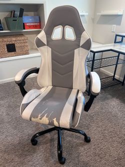 Gaming Chair / Office Chair – Reclining & Adjustable – Gray/White