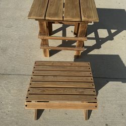 Solid Wood, Footstool, And Table Combo ST13x18x17 Side 20x20x20S