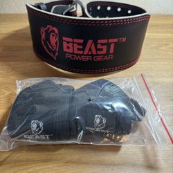 Beast Power Gear Weightlifting Powerlifting Belt and Wrist Wraps Size Medium