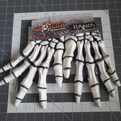 Ghoulish Production White Skeleton Bone Junior Hands Gloves Halloween Latex