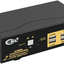 CKL 2 Port KVM Switch Dual Monitor DisplayPort 4K 60Hz, (2 Computers x 2 Monitors)