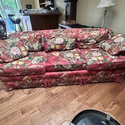 7 Foot Couch Red Floral Couch