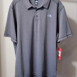 NEW The North Face Mens Horizon FlashDry Asphalt Stripe Gray Hike Outdoor Polo Shirt Sz XXL