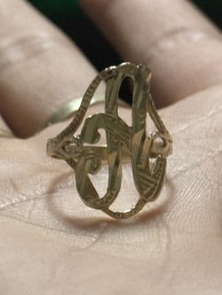 “A” initial gold ring