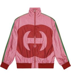 GUCCI LOGO TRACK JACKET PINK SIZE S $1,000