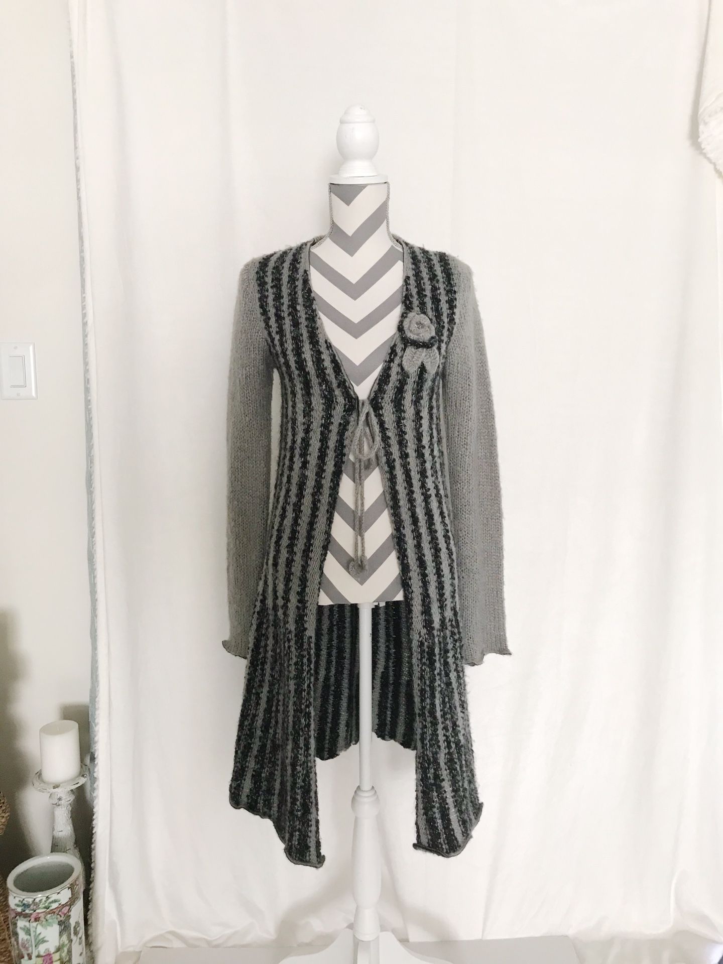 BCBG MaxAzria Mohair/Wool Cable Knit Long Cardigan - Size S