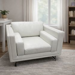 Big Moroni Leather Accent Chair Beige   