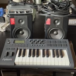 Audio Production - Pair of BX5a Monitors, USB Audio Interface, and MIDI Keyboard