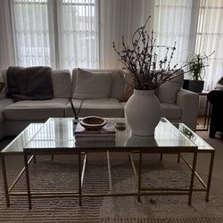 Modern Brass Coffee Table with Glass Top (Nested Set)