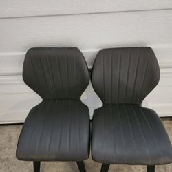 Faux Leather And Wood Dining Chairs - 4 Count