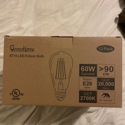 Edison Bulbs, E26 LED Bulb 60 watt Non-Dimmable, Soft White 2700K, ST58 Vintage Light Bulbs, 90+ CRI, 6W 600LM, E26 Medium Base, Clear Glass, 12 Pack