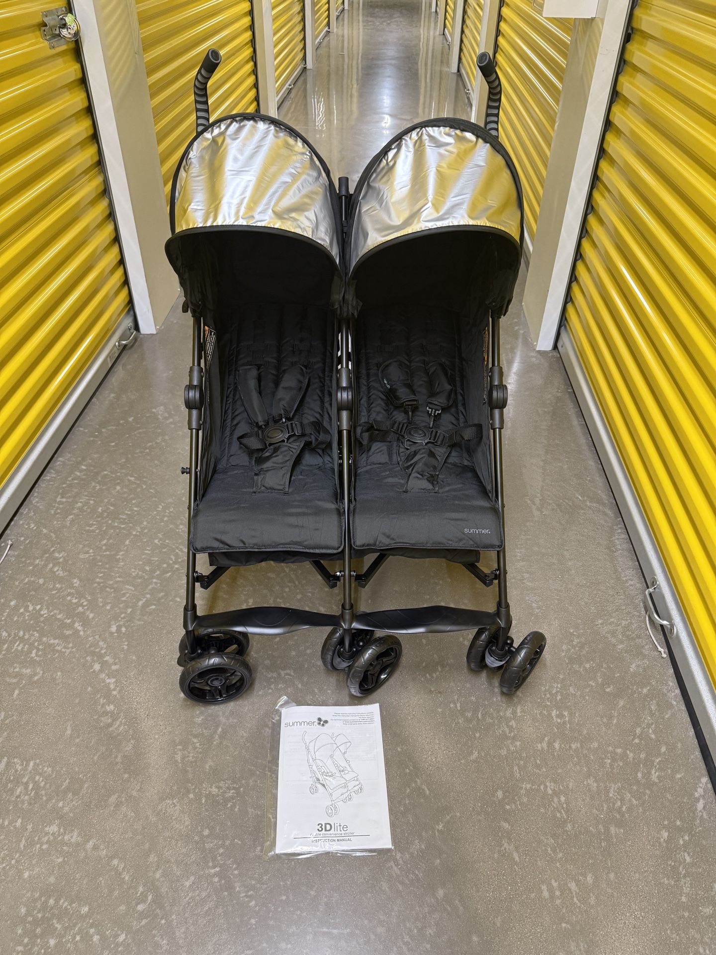 Brand New Summer Infant Toddler 3Dlite Lightweight Side by Side Double Stroller Black