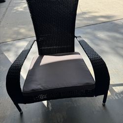 Set of 6 Wicker Chairs All Weather Adirondack Style Chair Grey Outdoor Cushions Included