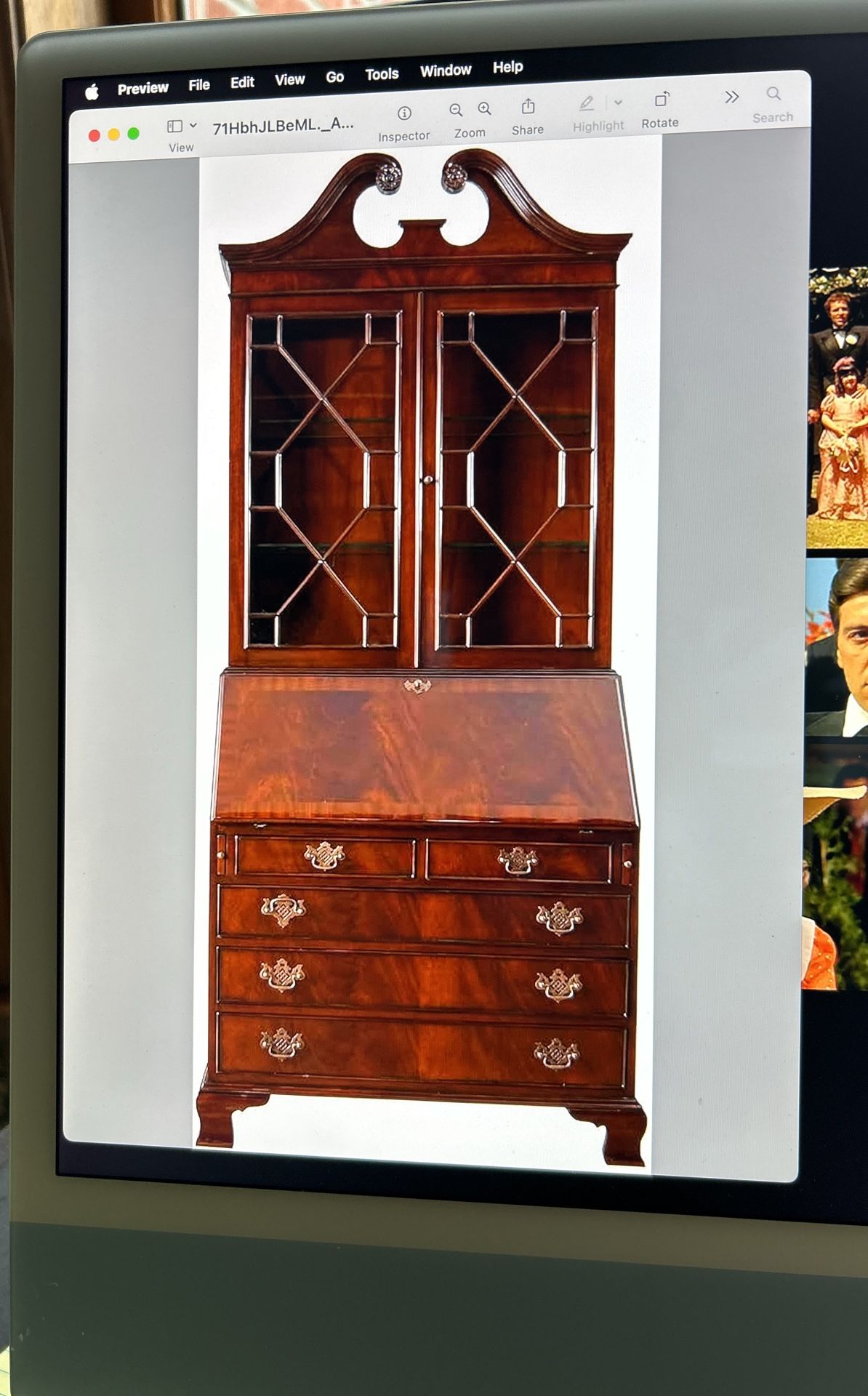 Mahogany bookcase Secretary desk