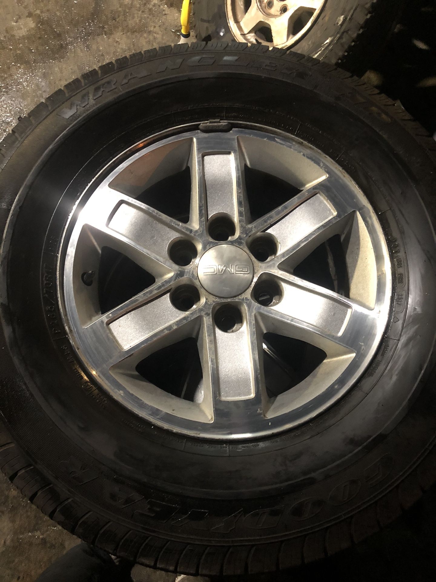 Set of four GMC Sierra 1500 wheels and tires 6 lug rims original OEM GM ...