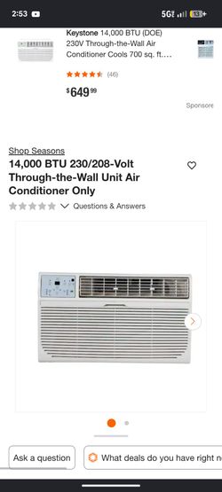 Seasons 14000 btu air conditioner 220v brand new