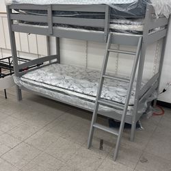 Twin Over Twin Bunk Bed With Mattresses - Financing Available