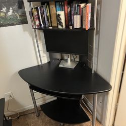 HOMCOM 62" Arch Corner Computer Desk with Printer Hutch and Storage Shelf