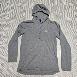Nike Gray Men's Pullover Hoodie Sweatshirt Size Medium Swoosh Logo Embroidered