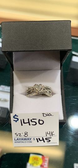 14k White Gold Heart Diamond Ring