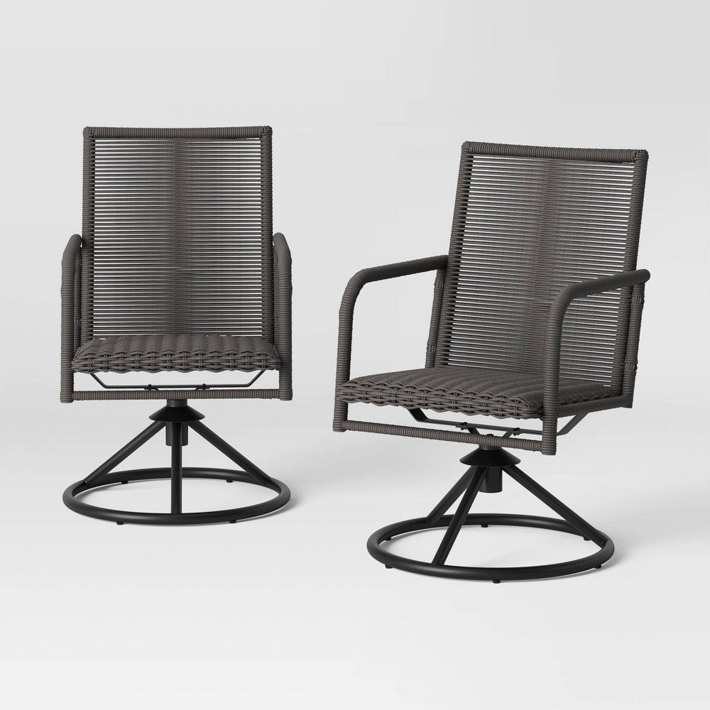 Granby 2pk Padded Wicker Swivel Chairs - Brown - Threshold