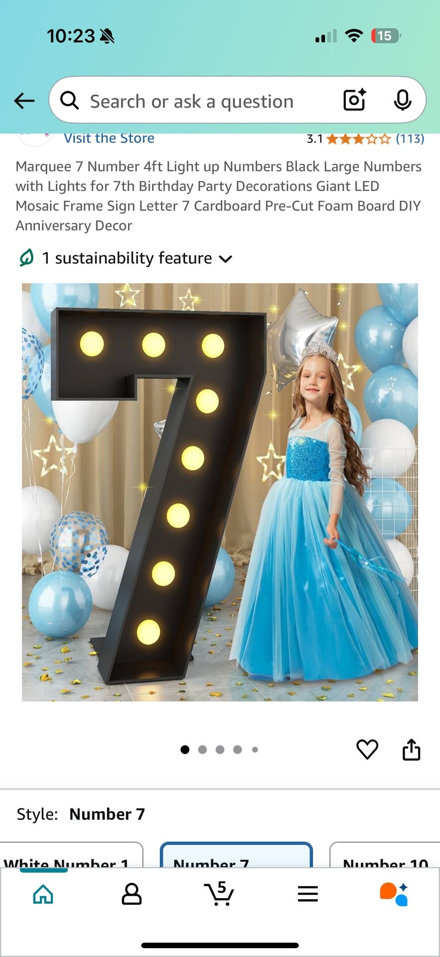 NUMBER 7 4ft LIGHT UP NUMBER