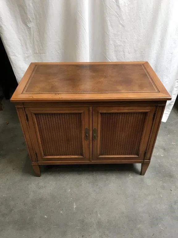 Leather Top Sheraton Style Record Cabinet