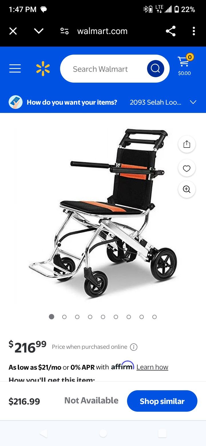 Portable Folding Wheelchair, Travel Wheelchair with handbrake
