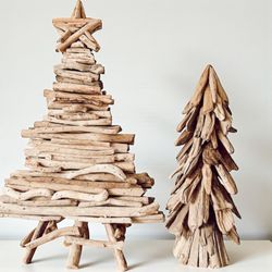 Driftwood Trees Set of 2 Christmas Holiday Large Coastal Beach Home Decor Nautical 