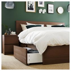 Malm Full Bedframe with 2 storage boxes